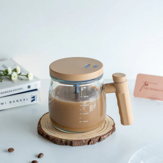 Glass Mixer Mug: Clearly states the product type and main feature (glass body, mixing function).