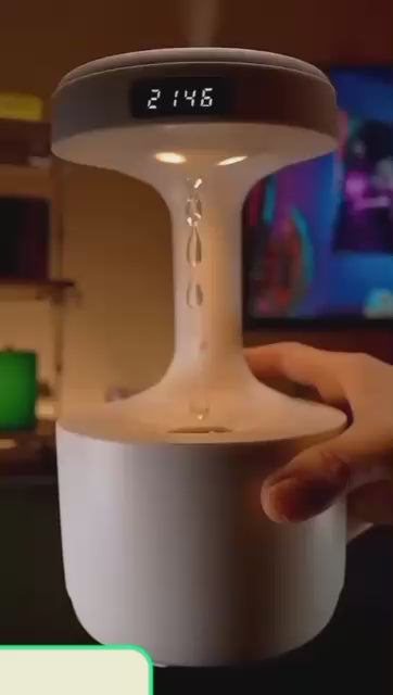 Anti-Gravity Water Drop Humidifier & Clock - Ultrasonic Mist Diffuser